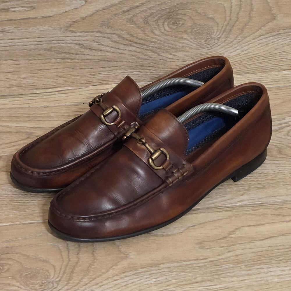 Vince Camuto Slip On Horsebit Loafer Caelan Mens Size 12M Cognac Leather Shoes